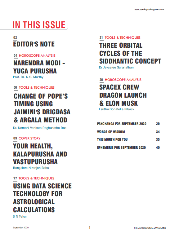 The Astrological eMagazine September 2020 Table of Contents