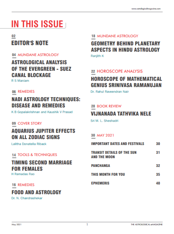 The Astrological eMagazine May 2021 Table of Contents